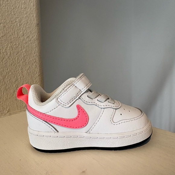 Nike Court Borough Low 2 TDV Baby Sneakers White Pink 4C BQ5453-108 - Picture 5 of 9